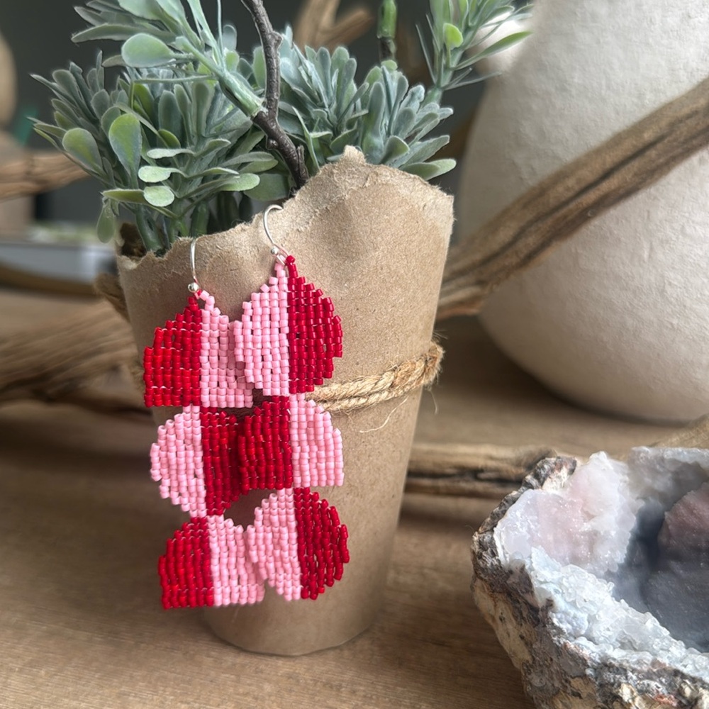 Geometric Colorblock Beaded Statement Earrings